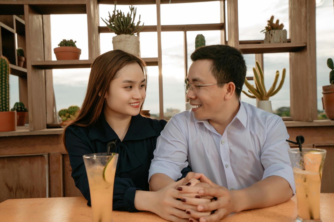 A couple on a date drinking wine