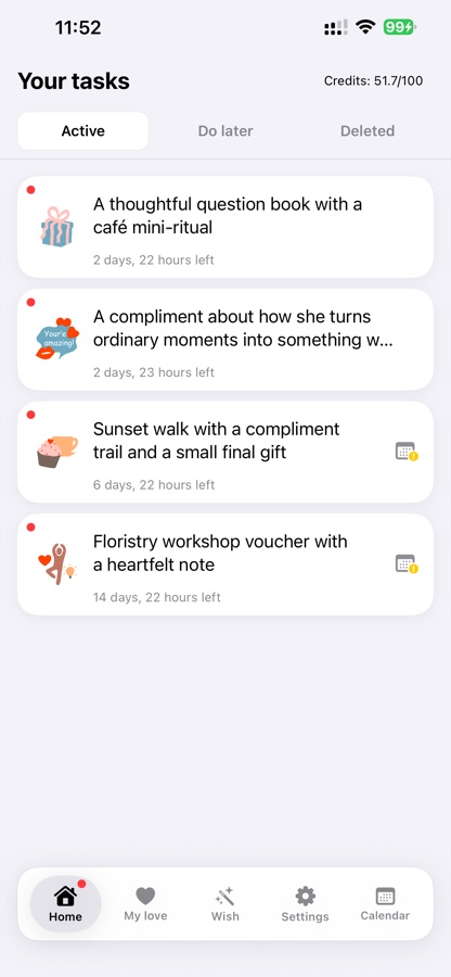 PleezMe task list screen